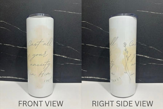 Cast All Your Anxiety 1 Peter 5:7 Skinny Tumbler